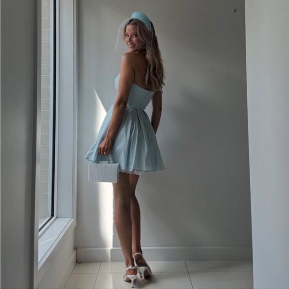 House of CB Harriet Bluebell Cotton Halter Mini Dress S - Picture 10 of 13